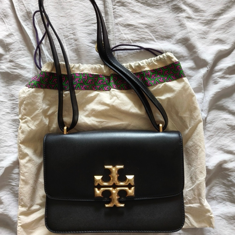 Tory Burch Black Crossbody Bag with Gold Emblem